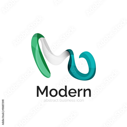 Wave ribbon logo, vector abstract shape