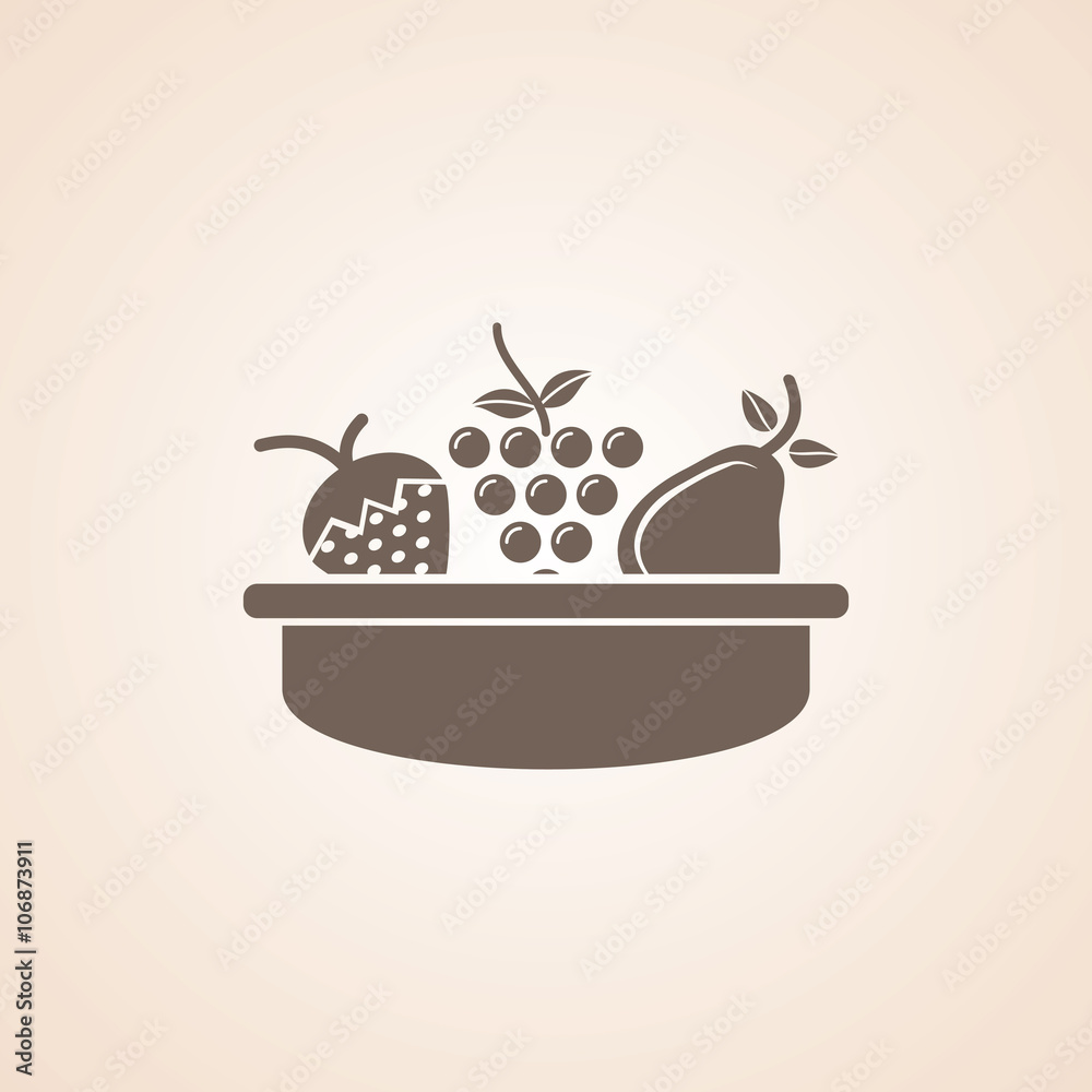 Fruit Basket Icon on Dark Gray Color. Eps-10. Fruit Basket Icon on Dark Gray Color. Eps-10.