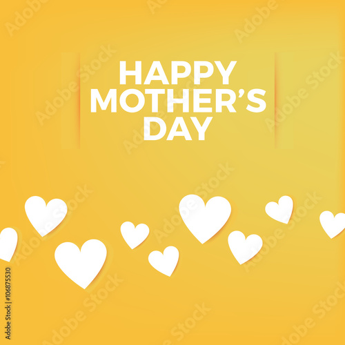 Happy Mothers Day Background and card template with white hearts