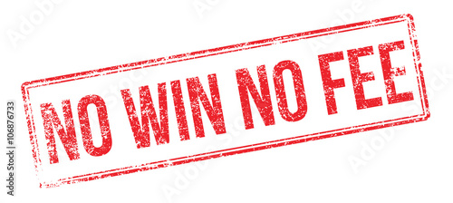 No Win No Fee red rubber stamp on white