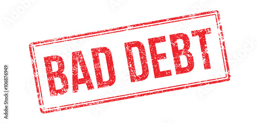 Bad debt red rubber stamp on white