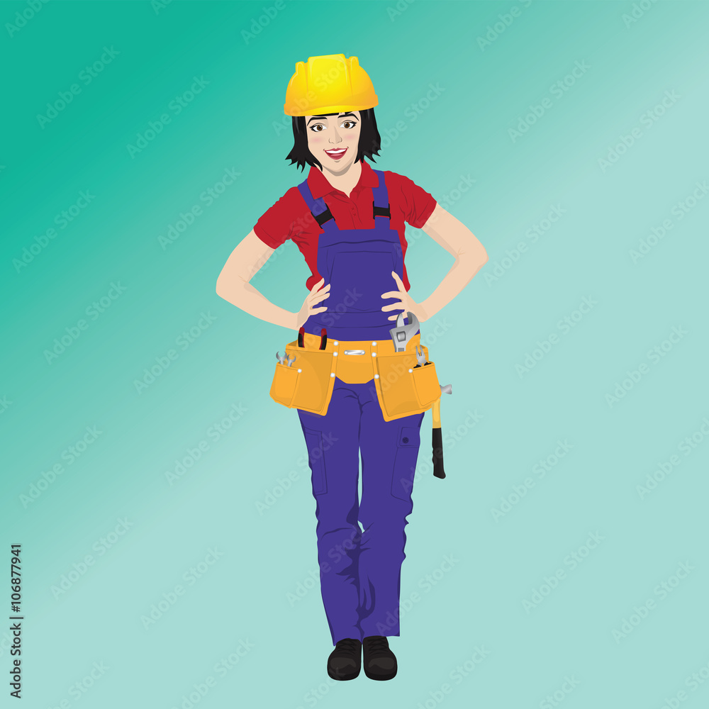Vector illustration of female worker