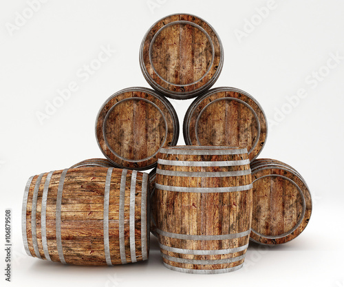 Wood barrels isolated