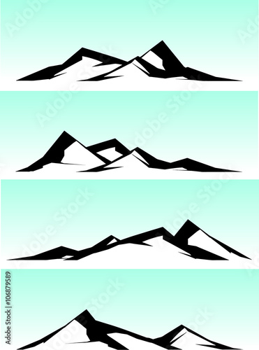 mountain ridge stylized illustration in black and white