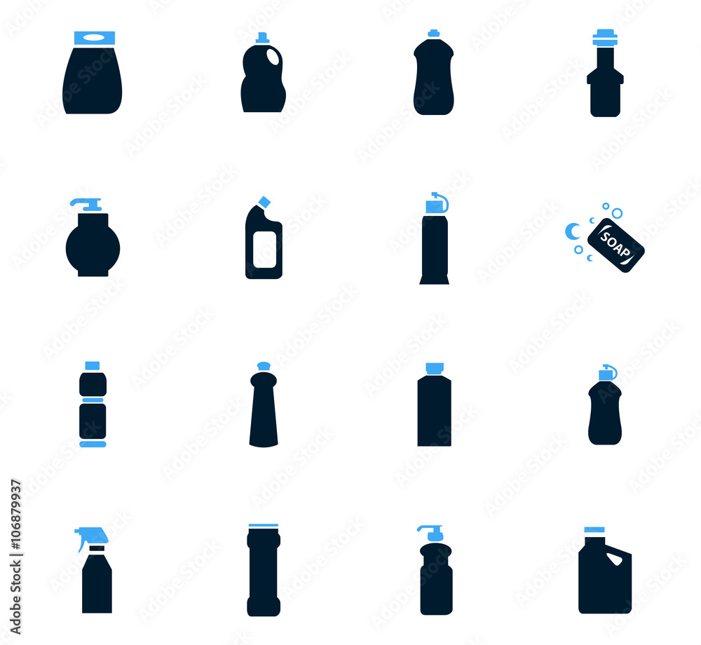 Fototapeta premium Household chemicals icons set