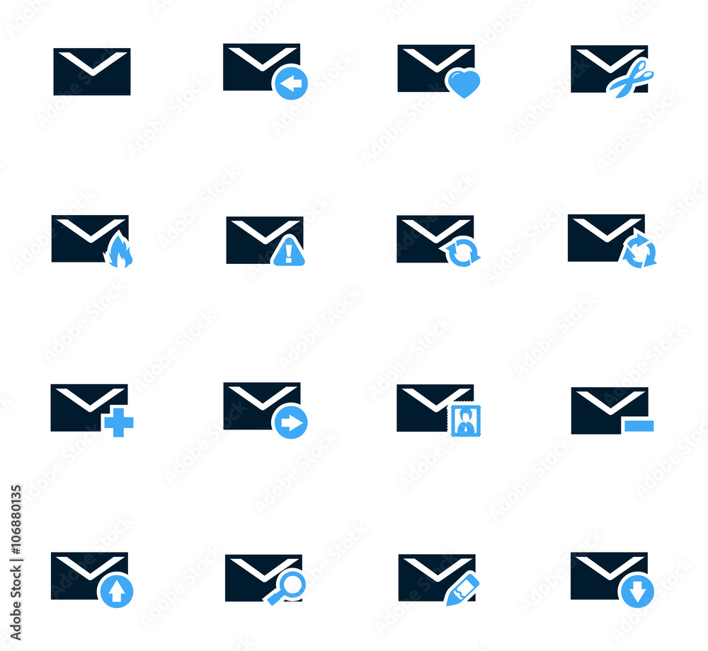 Mail and envelope icons set Mail and envelope icons set