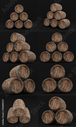 Wood barrels isolated