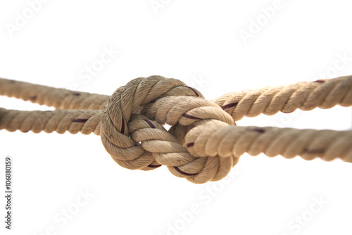 Rope knotted white background