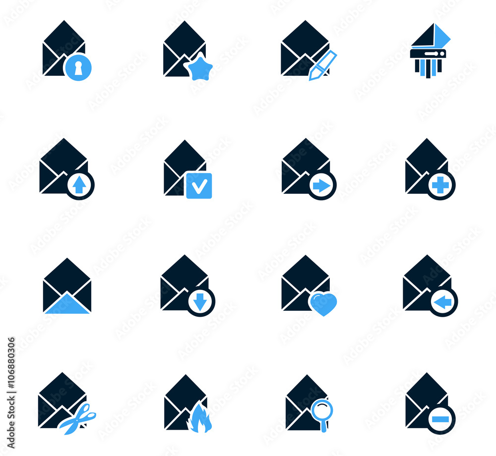Mail and envelope icons set Mail and envelope icons set