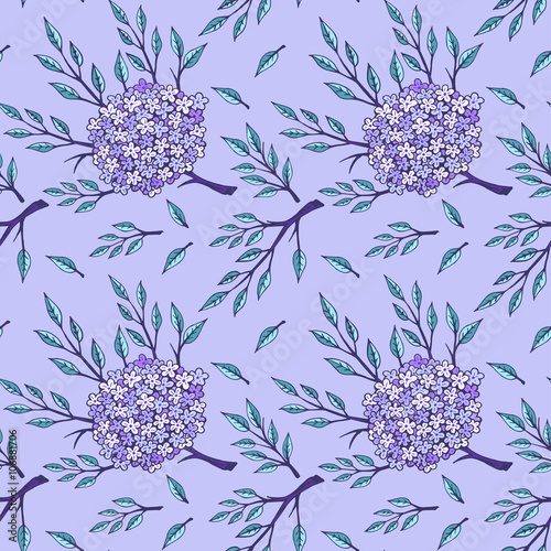 Vector seamless pattern with flowers and floral elements.
