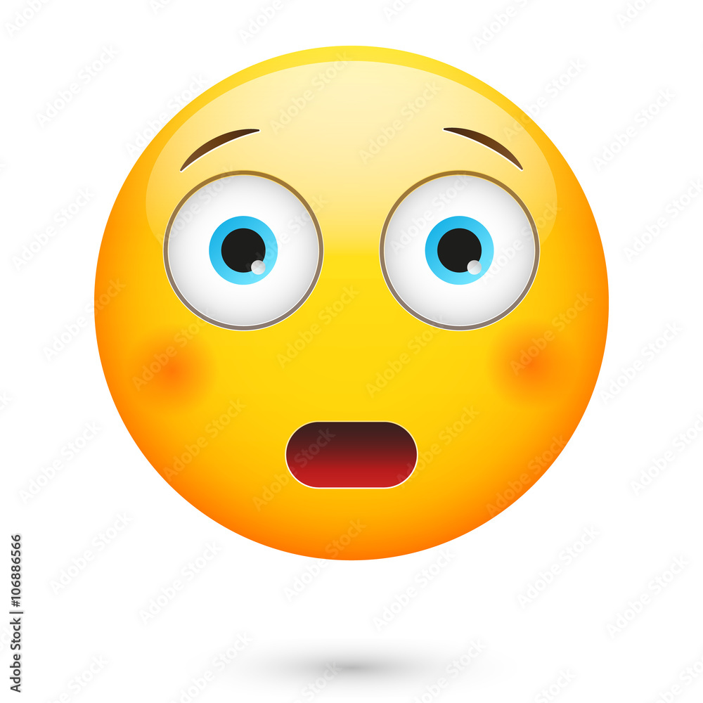 Fototapeta premium Surprised emoticon. Isolated vector illustration on white background