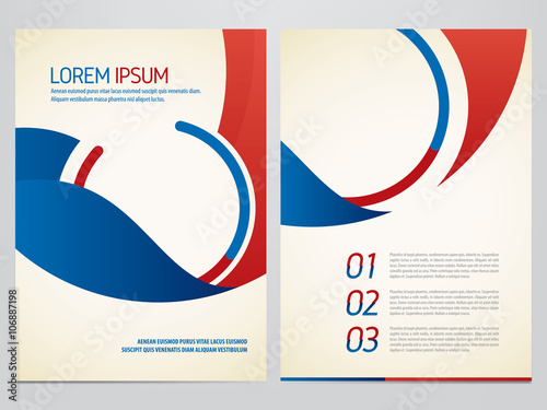 Brochure, annual report, flyer, magazine vector template. Modern blue and red corporate design.