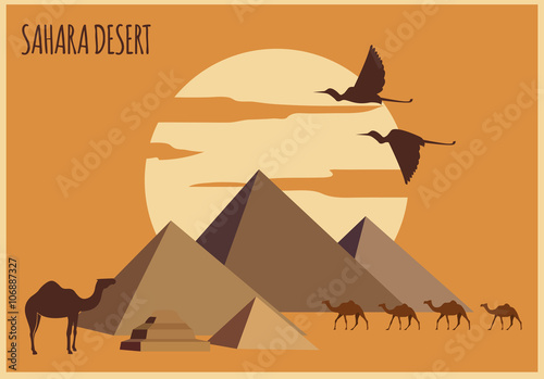 Sahara desert graphic template