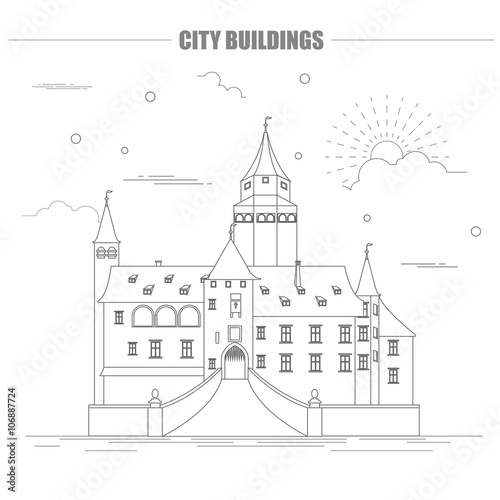 City buildings graphic template. Bousov castle