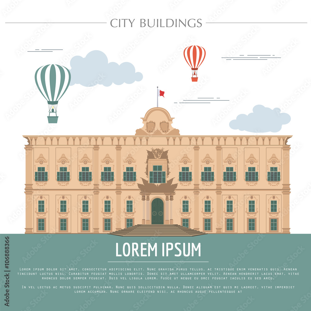 City buildings graphic template. Grand Master Palace.
