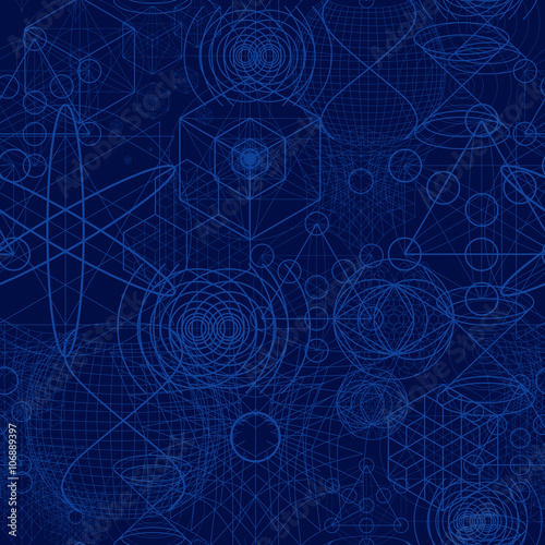 Sacred geometry symbols and elements wallpaper seamless pattern