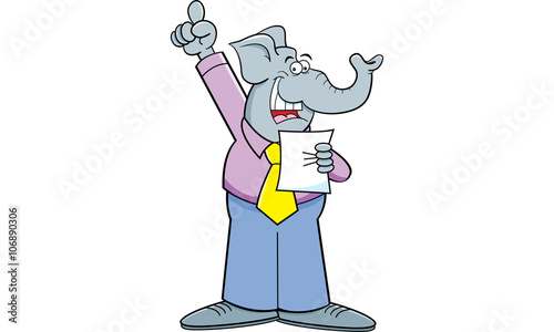 Cartoon illustration of an elephant giving a speech.