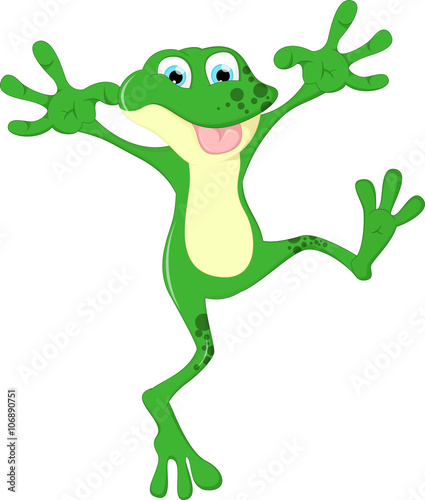 Excited cartoon frog
