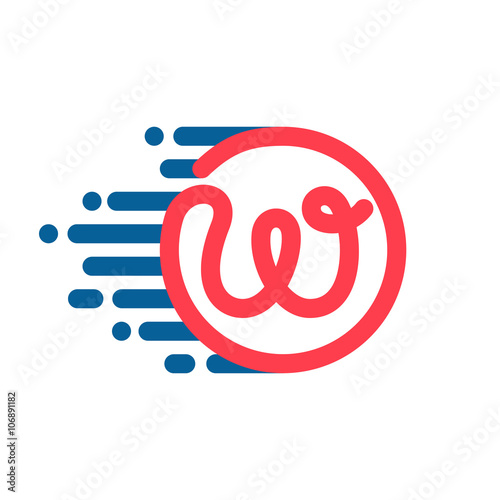 W letter logo in circle with speed line.