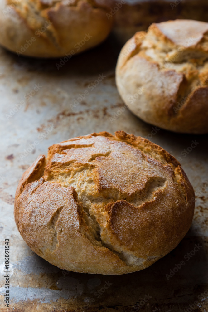 bread bun on steel plate