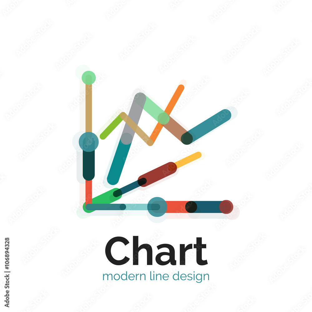 Thin line chart logo design. Graph icon modern colorful flat style Thin line chart logo design. Graph icon modern colorful flat style