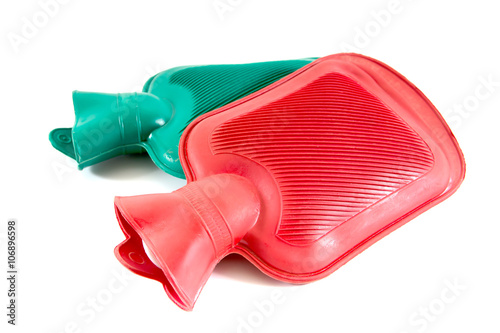 Obraz na plátne Two silicone hot water bottle on white background,Hot water bags
