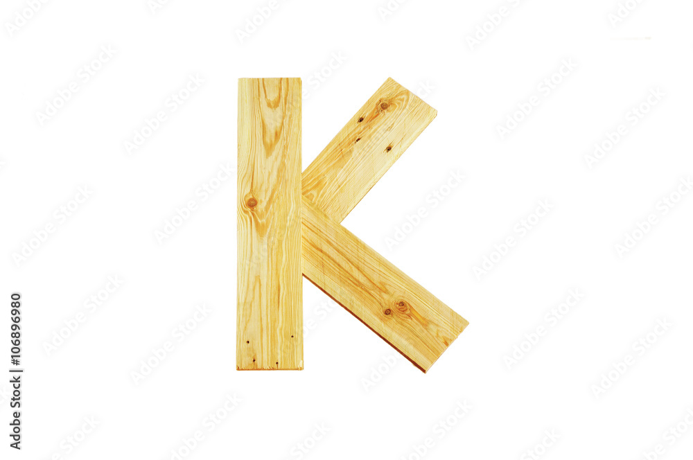 K, One letter of wooden alphabet isolated on white K, One letter of wooden alphabet isolated on white