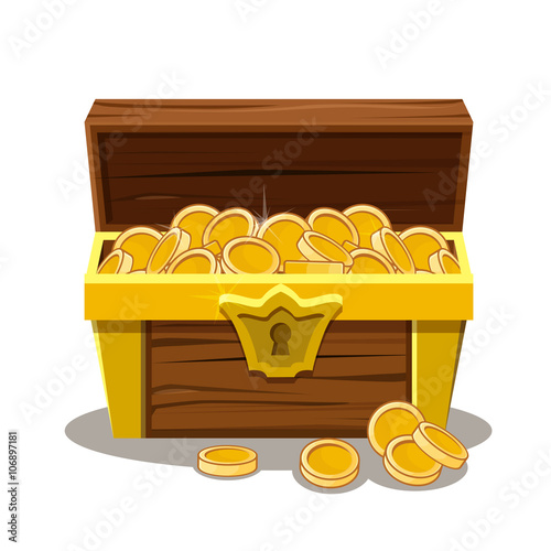 wood Treasure chest and coin