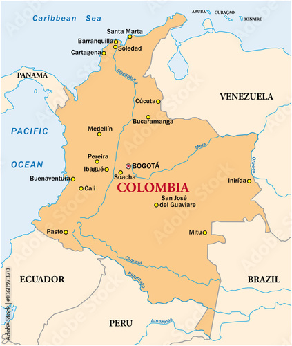 Obraz na płótnie simple vector map of the state colombia w salonie