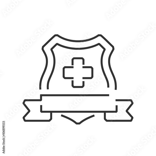  line icon ambulance symbols on Shield label design