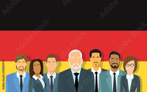 Senior Businessmen Group of Business People Team Over German Flag 