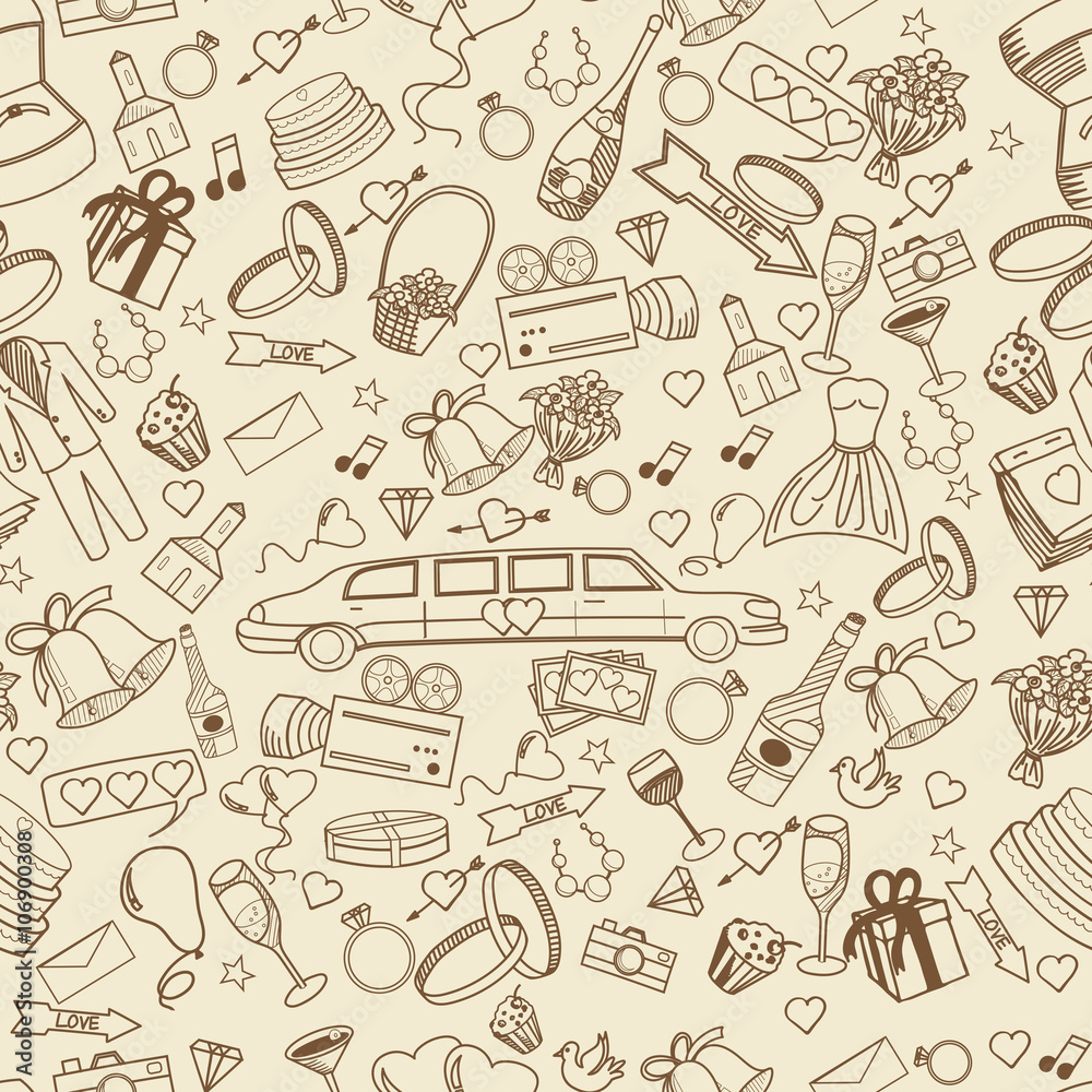 Obraz premium Wedding line art design vector illustration