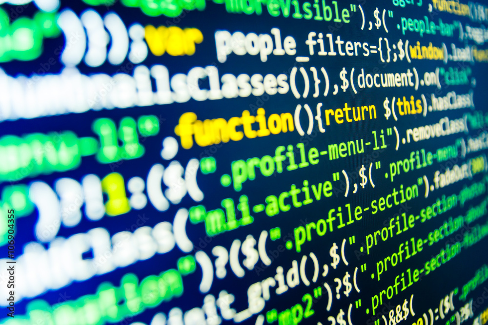 Programming code abstract screen of software developer. Computer script ...