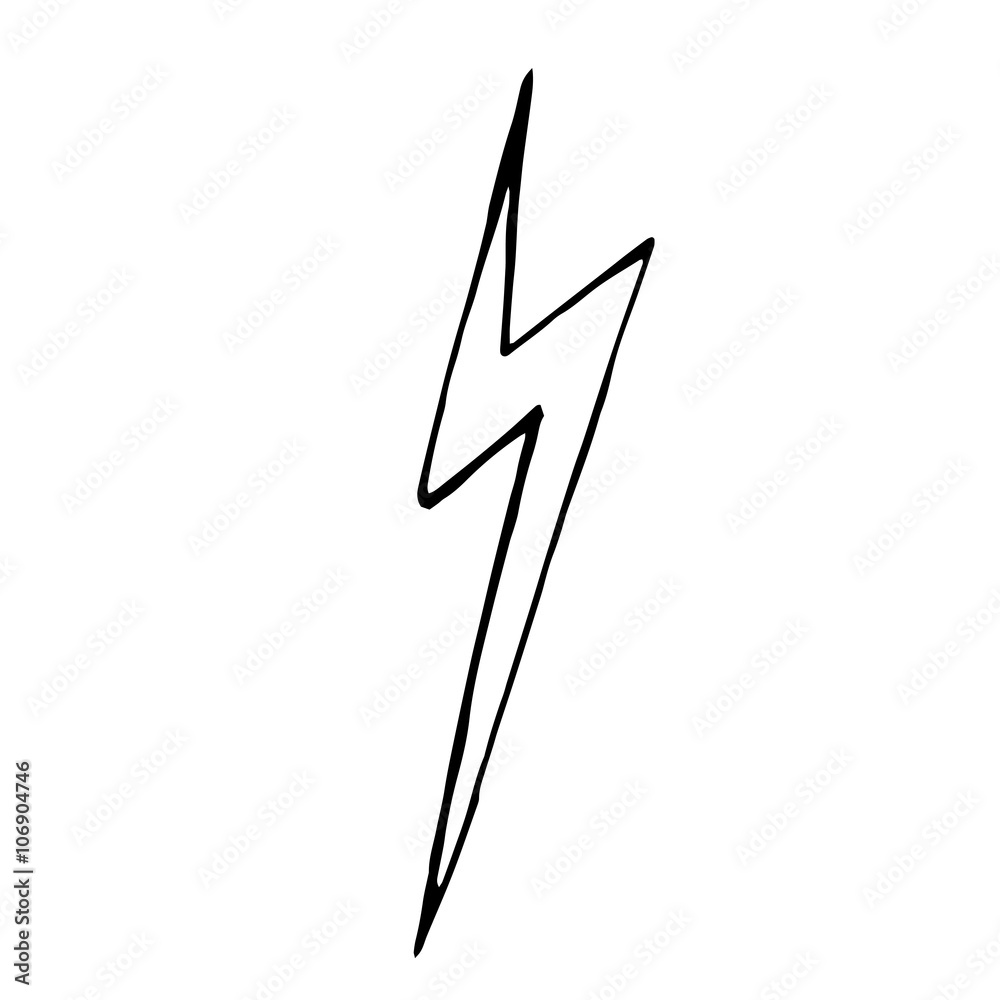 Lightning bolt doodle, vector hand drawn illustration for design Stock