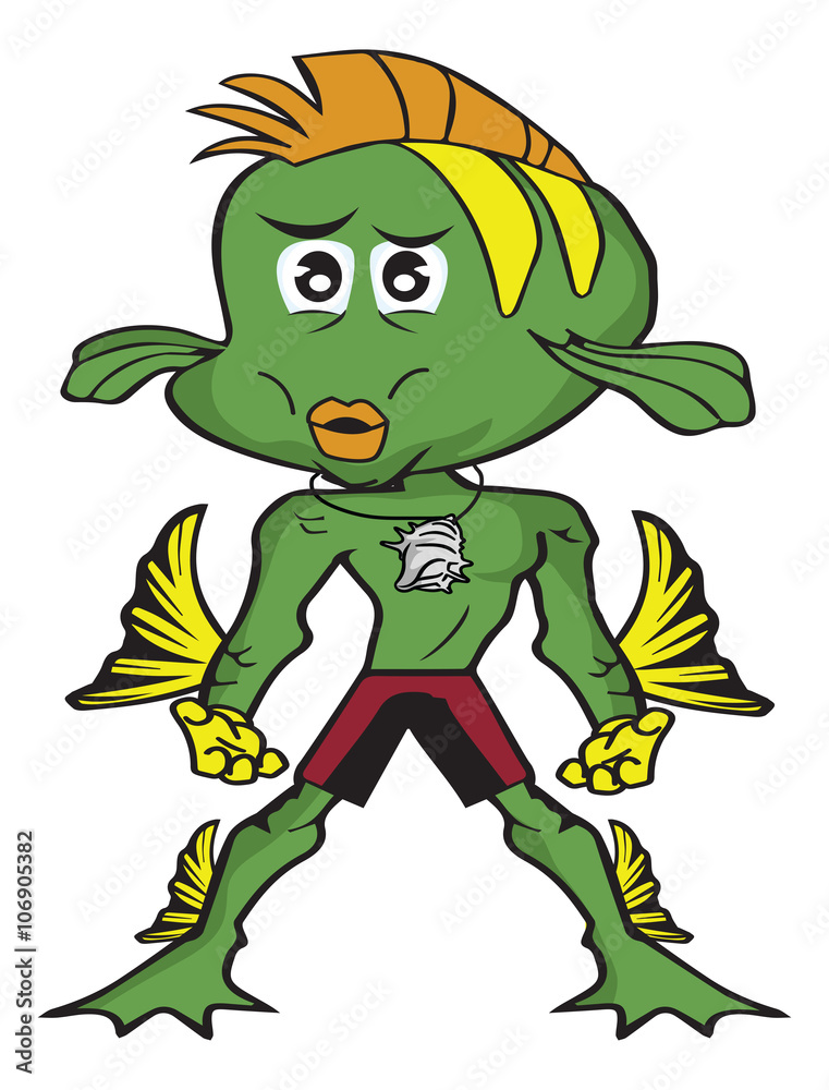 Fototapeta premium cartoon fish boy