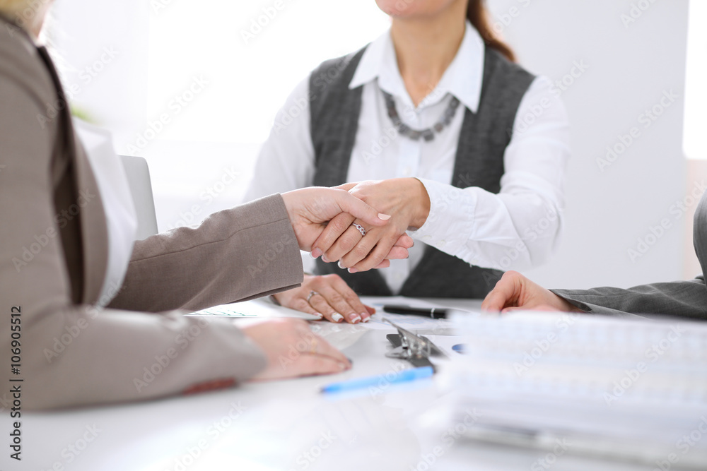 Fototapeta premium Handshake of business people in negotiations