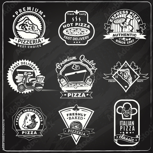 Pizza Chalkboard Emblems Set
