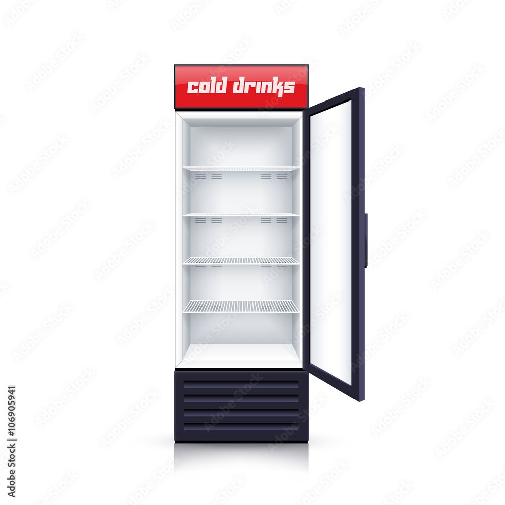 Refrigerator Empty Open Realistic Illustration Refrigerator Empty Open Realistic Illustration
