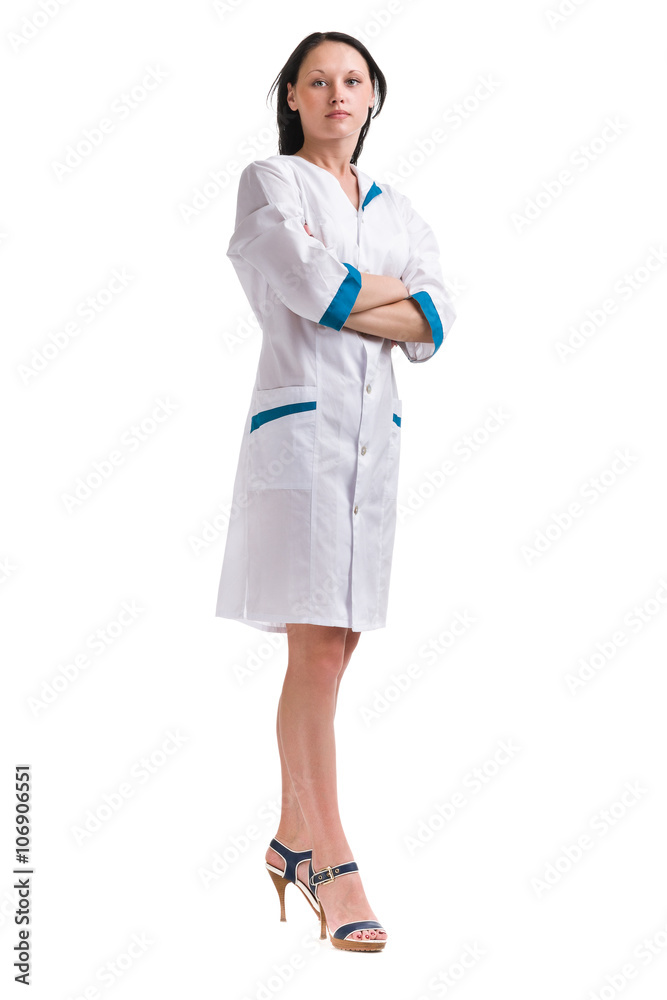 Nurse or young doctor standing isolated on white background in full body. Nurse or young doctor standing isolated on white background in full body.