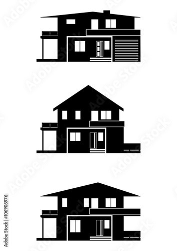 Silhouettes of modern small houses. Vector.