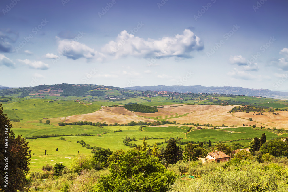 Rural landscape of Tuscany sunny spring day, Italy