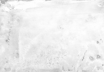 Grey watercolor background with gray splashes and grayscale splashing. Trendy abstract watercolour texture. Silver paint spots. Template banner design with grunge textures. Black and white backdrop.