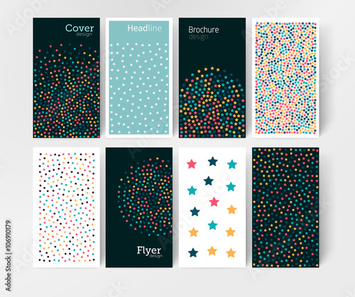 Abstract cards vector colorful stars & dots mosaic background