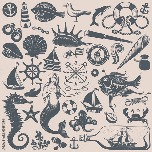 Vintage Drawings of NauticalI Illustrations