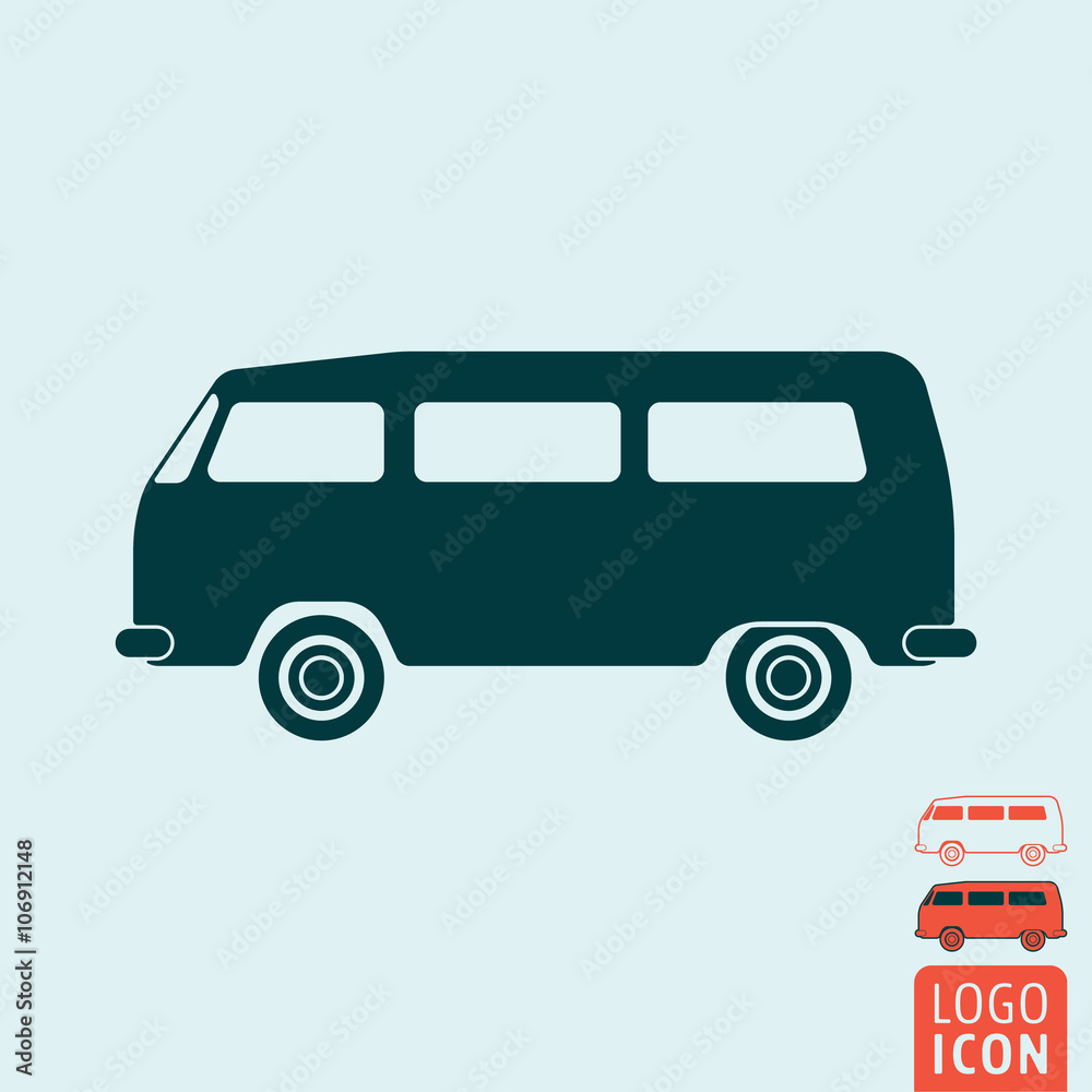 Camper bus icon isolated