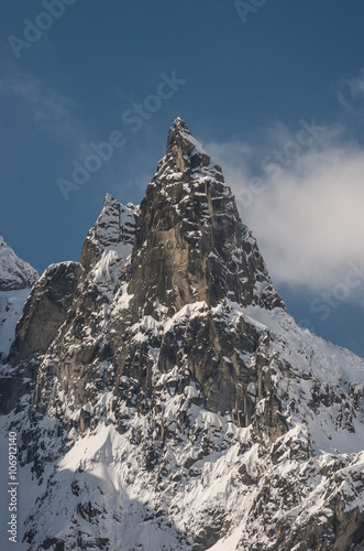 Tatra mountains in winter  Mnich mountain over Morskie Oko lake