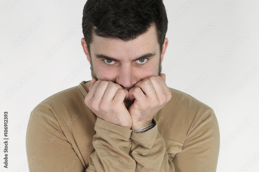 Portrait of a young man anxious Portrait of a young man anxious