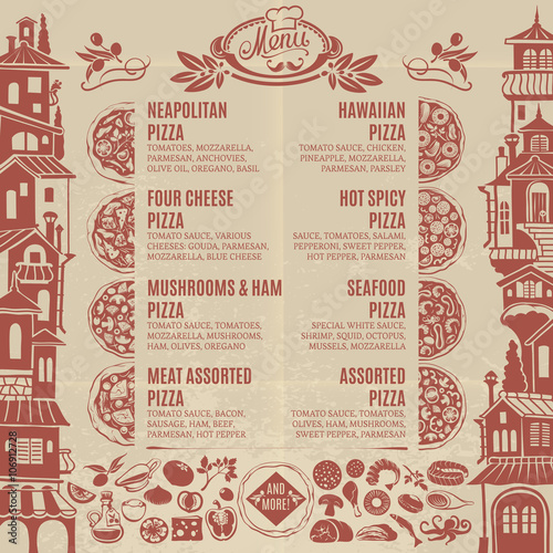 Menu for Italian Pizza Restaurant