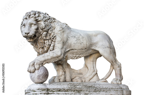 Lion Statue in Florence Italy Isolated on White