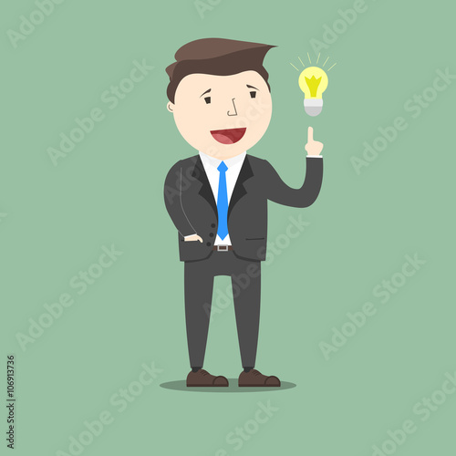 Businessman Have an Idea Concept. Cartoon Vector illustration.